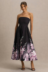 Annalise | Pink Border Print Bandeau Midi Dress
