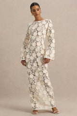 Viper | Cream Lace Long-Sleeve Maxi Dress