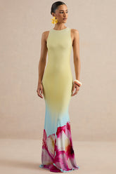 Marlo | Yellow Ombre Lily Print Maxi Dress