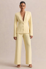 Rosalina | Lemon Extreme-Plunge Neck Tailored Blazer