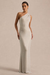 Deity | Silver Hotfix Asymmetric-Neck Maxi Dress With Open-Back