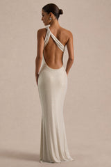 Deity | Silver Hotfix Asymmetric-Neck Maxi Dress With Open-Back