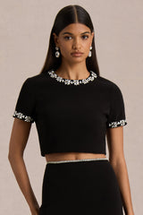 Salma | Black Hand-Embellished Top