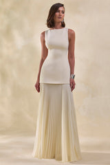 Hadley | Stone Boat-Neck Maxi Dress With Drop-Waist