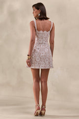 Orelisse | White Lace Square-Neck Mini Dress