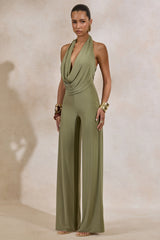 Clemence | Green Plunge-Neck Jumpsuit