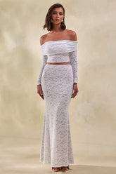 Viselle | White Lace Maxi Skirt