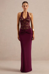 Florine | Burgundy Twisted Waist Maxi Skirt