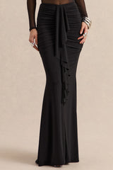 Iskra | Black Extreme Ruffled Maxi Skirt