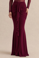 Iskra | Burgundy Extreme Ruffled Maxi Skirt