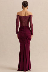 Iskra | Burgundy Extreme Ruffled Maxi Skirt