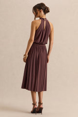 Hedira | Brown High-Neck Midi Dress