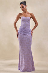 Viara | Lilac Lace Maxi Skirt With Draped-Detailing