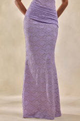 Viara | Lilac Lace Maxi Skirt With Draped-Detailing