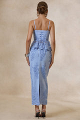 Revia | Light Blue Lace Maxi Skirt