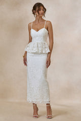 Revia | White Lace Maxi Skirt