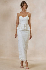Revia | White Lace Maxi Skirt