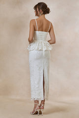 Revia | White Lace Maxi Skirt