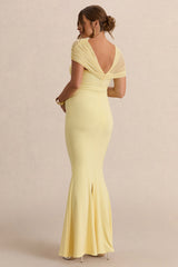 Elin | Lemon Bardot-Neck Maternity Maxi Dress