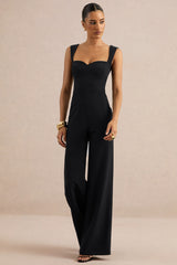 Jorja | Black Sweetheart-Neck Jumpsuit