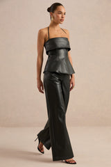 Gaelina | Black Halter-Neck Tailored Top