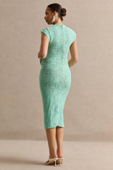 Vianne | Mint Lace Round-Neck Maternity Midi Dress