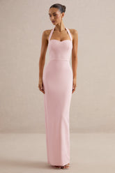 Heloira | Light Pink Sweetheart-Neck Maxi Dress