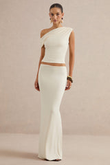 Koralia | Cream High Waist Maxi Skirt