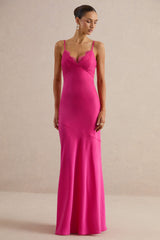 Kyralie | Pink Satin V-Neck Maxi Dress