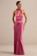 Lareina | Hot Pink Satin Maxi Skirt