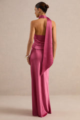 Lareina | Hot Pink Satin Maxi Skirt