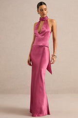 Lareina | Hot Pink Satin Maxi Skirt