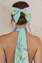 Tullia | Mint Floral Print Hair Bow