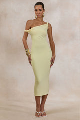 Sarafina | Lemon Twisted Asymmetric-Neck Midi Dress