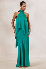 Sarina | Teal Satin Maxi Skirt