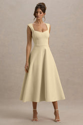 Andromeda | Lemon Sweetheart-Neck Midi Dress