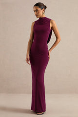 Jolina | Burgundy High-Neck Maxi Dress