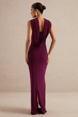 Jolina | Burgundy High-Neck Maxi Dress