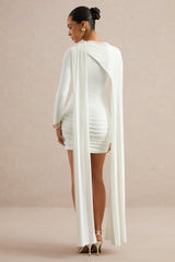 Ilse | White Round-Neck Mini Dress With Cape