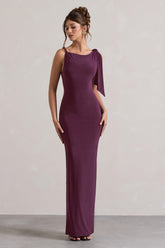 Kacey | Plum Twisted Knot Maxi Dress