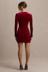 Irresistible | Burgundy Velvet Square-Neck Mini Dress