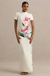 Hessie | White Lily Print High-Neck Maxi Dress