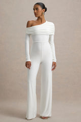 Gracious | White Jumpsuit With Asymmetric Neckline