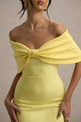 Cornelia | Lemon Strapless Maxi Dress With Oversized Bow