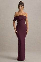 Melika | Burgundy Twisted Bardot Maxi Dress