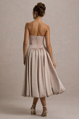 Keyton | Champagne Satin Bandeau Midi Dress