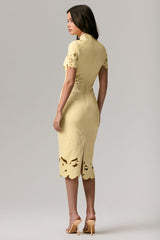 Guest List | Lemon High-Neck Midi Dress With Cut-Out Crochet Detailing