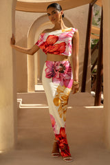 Clara | Large Multi Placement Floral Print Maxi Skirt