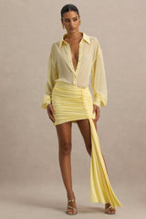 Katelyn | Lemon Ruched Wrap Mini Skirt With Sash