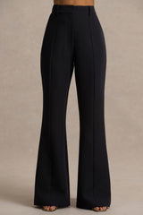 Carina | Black Flared-Leg Tailored Trousers
